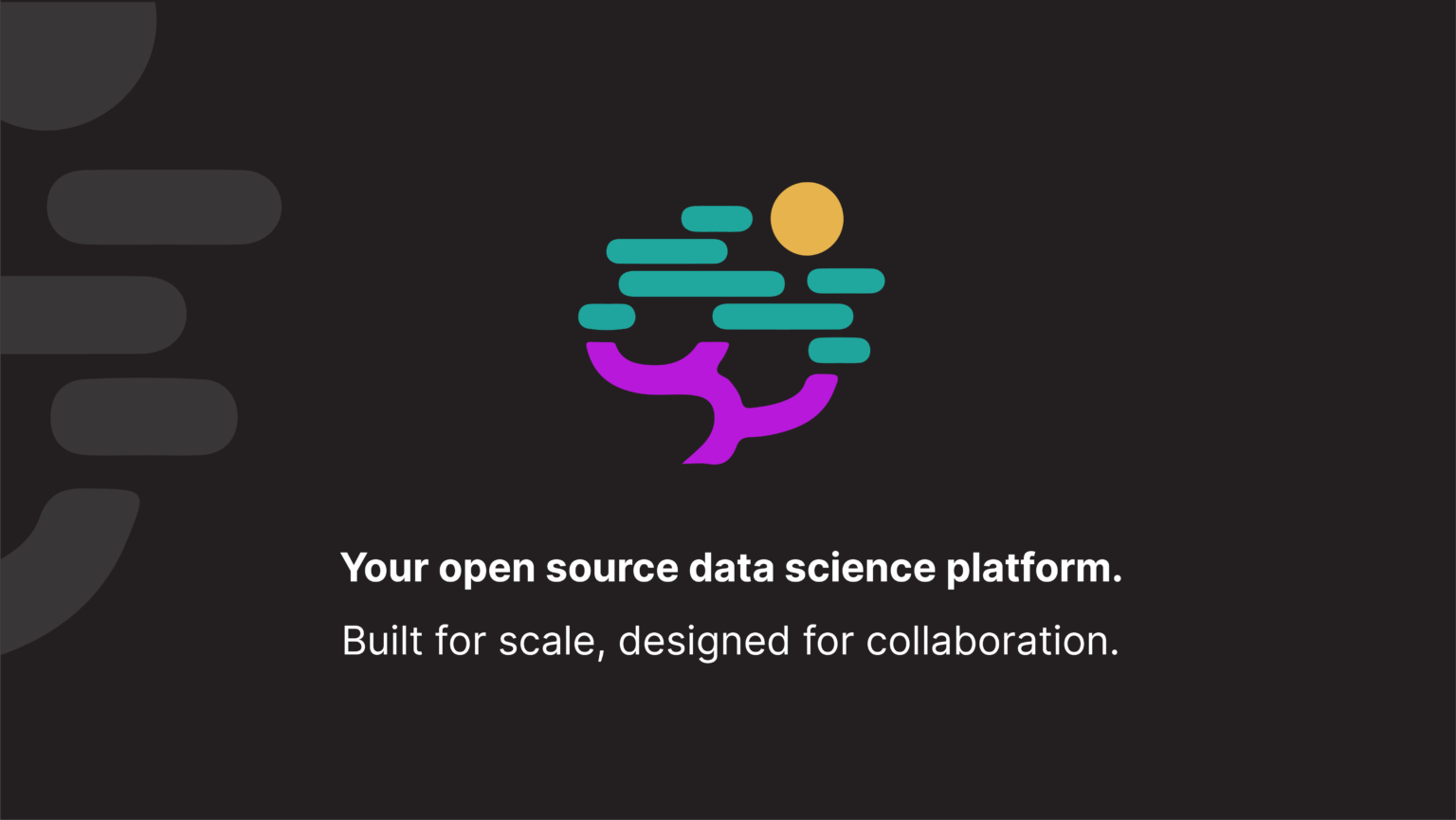 Image of a colorful Nebari logo on a black background, with the text "Your open source data science platform. Built for scale, designed for collaboration."